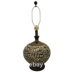 Vintage Mid-Century Modern Brutalist Studio Pottery Ceramic Table Lamp Lg Scale