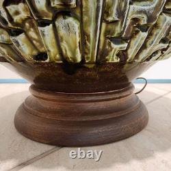 Vintage Mid-Century Modern Brutalist Studio Pottery Ceramic Table Lamp Lg Scale