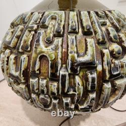 Vintage Mid-Century Modern Brutalist Studio Pottery Ceramic Table Lamp Lg Scale