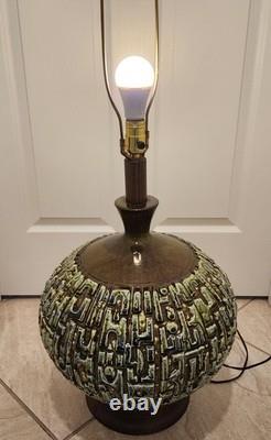 Vintage Mid-Century Modern Brutalist Studio Pottery Ceramic Table Lamp Lg Scale