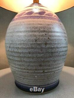 Vintage Mid Century Modern Clay Pottery Purple Glazed Studio Bitossi Era Lamp