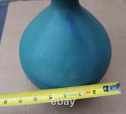 Vintage Mid-Century Modern Flower Vase Green Pottery Art Studio Signed 13