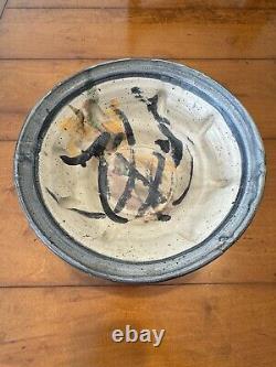 Vintage Mid Century Modern Large Studio Ceramic Pottery Bowl Signed 12 Diameter