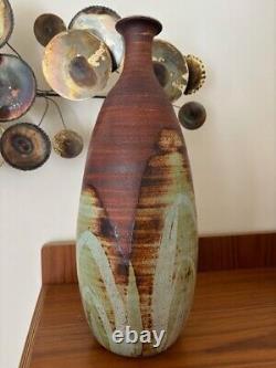 Vintage Mid-Century Modern Large Studio Pottery Drip Glaze Vase