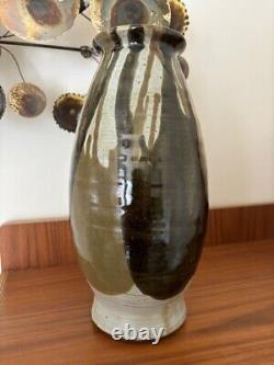 Vintage Mid-Century Modern Large Studio Pottery Drip Glaze Vase