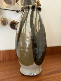 Vintage Mid-Century Modern Large Studio Pottery Drip Glaze Vase