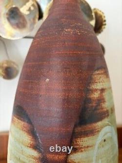 Vintage Mid-Century Modern Large Studio Pottery Drip Glaze Vase