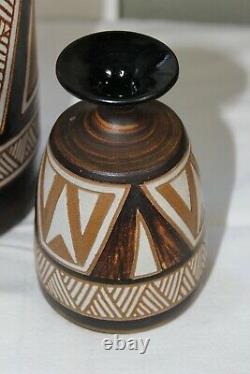 Vintage Mid Century Modern Signed Krause'78 Studio Art Pottery set of vases MCM