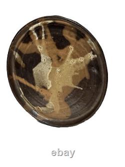Vintage Mid Century Modern Studio Ceramic Pottery Plate Signed Carolyn