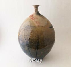 Vintage Mid Century Modern Studio Pottery Large Ceramic Drip Glaze Vase