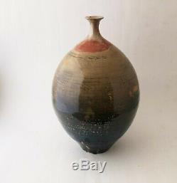 Vintage Mid Century Modern Studio Pottery Large Ceramic Drip Glaze Vase