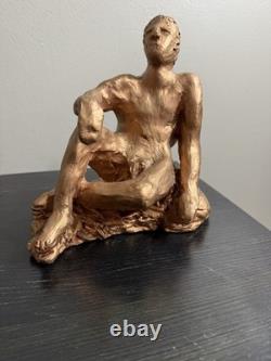 Vintage Mid-Century Modern Studio Pottery Seated Female Figure Sculpture