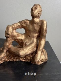 Vintage Mid-Century Modern Studio Pottery Seated Female Figure Sculpture