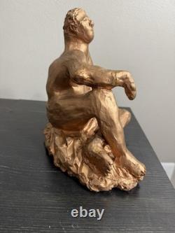 Vintage Mid-Century Modern Studio Pottery Seated Female Figure Sculpture