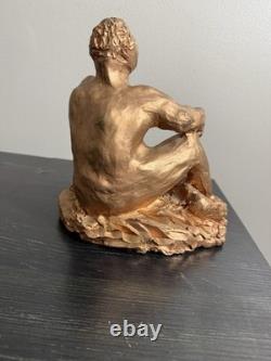 Vintage Mid-Century Modern Studio Pottery Seated Female Figure Sculpture
