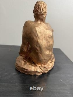 Vintage Mid-Century Modern Studio Pottery Seated Female Figure Sculpture
