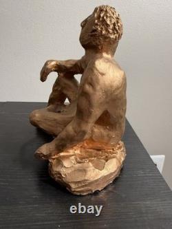 Vintage Mid-Century Modern Studio Pottery Seated Female Figure Sculpture