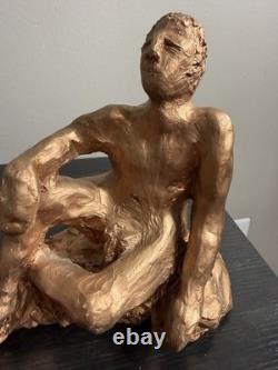 Vintage Mid-Century Modern Studio Pottery Seated Female Figure Sculpture