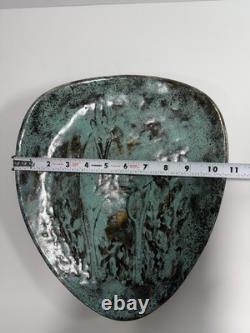 Vintage Mid Century Modern Volcanic Studio Pottery Platter Signed Gin 1950s MCM