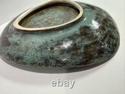 Vintage Mid Century Modern Volcanic Studio Pottery Platter Signed Gin 1950s MCM