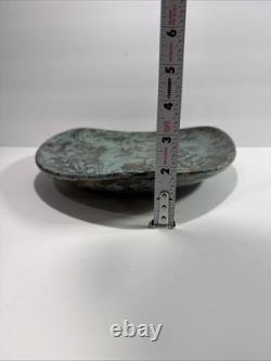 Vintage Mid Century Modern Volcanic Studio Pottery Platter Signed Gin 1950s MCM