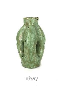 Vintage Mid Century Organic Modern Studio Pottery Matte Green Vase
