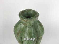 Vintage Mid Century Organic Modern Studio Pottery Matte Green Vase