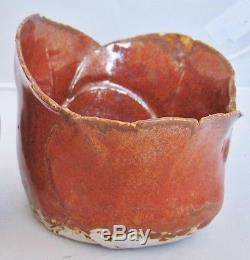 Vintage Mid Century Signed ROSE DODDS Orange Studio Art Pottery Vase (5.5)