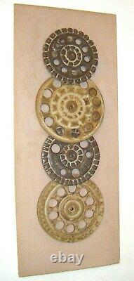 Vintage Mid Century Studio Art Pottery Ceramic'Cogs / Wheels'' Wall Plaque