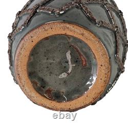 Vintage Mid Century Studio Art Pottery Green Iridescent Vase 10.5 California