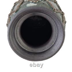 Vintage Mid Century Studio Art Pottery Green Iridescent Vase 10.5 California