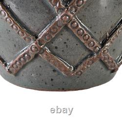 Vintage Mid Century Studio Art Pottery Green Iridescent Vase 10.5 California