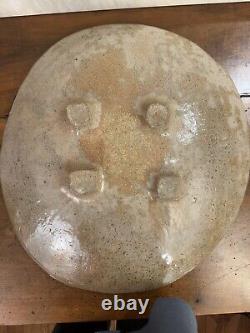 Vintage Mid Century Studio Art Pottery Plate Bowl Hand Painted Neutral Minimal