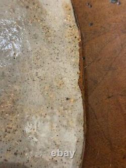 Vintage Mid Century Studio Art Pottery Plate Bowl Hand Painted Neutral Minimal