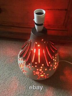 Vintage Mid Century Studio Pottery Lava Volcano Style Lamp Base Double Bulb Vgc