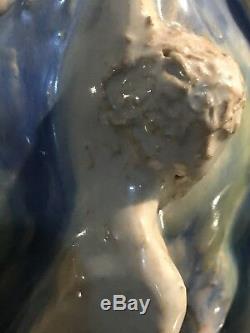 Vintage Mid Century Studio Pottery Nude Male Female Climbing To Freedom Vase