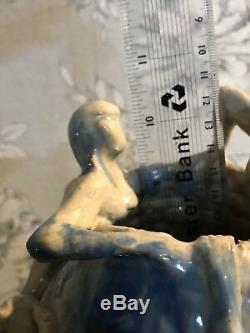 Vintage Mid Century Studio Pottery Nude Male Female Climbing To Freedom Vase