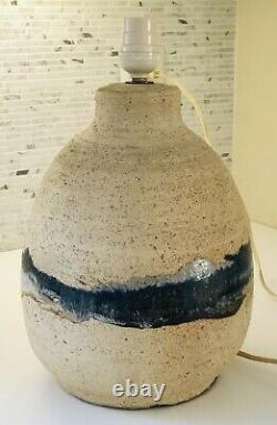 Vintage Mid Century Studio Pottery Stoneware Table Lamp STAMPED with Shade