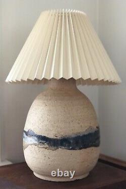 Vintage Mid Century Studio Pottery Stoneware Table Lamp STAMPED with Shade