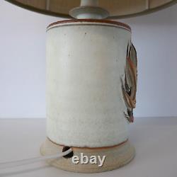 Vintage Mid Century Studio Pottery Thistle table lamp & original hessian shade