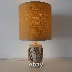 Vintage Mid Century Studio Pottery Thistle table lamp & original hessian shade