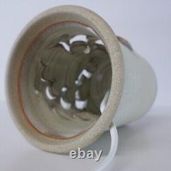 Vintage Mid Century Studio Pottery Thistle table lamp & original hessian shade