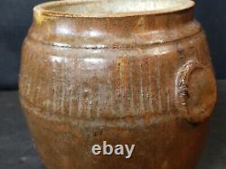 Vintage Mid Century Studio Pottery Vase Celedon Drip on Brown Glaze Signed HAGEN