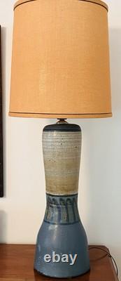 Vintage Mid Century Zappa Studio Pottery Lamp Colorado Speckled Blue Brown Glaze