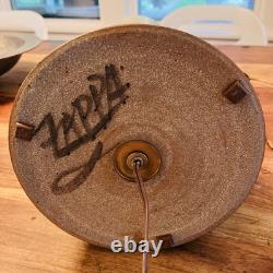 Vintage Mid Century Zappa Studio Pottery Lamp Colorado Speckled Blue Brown Glaze