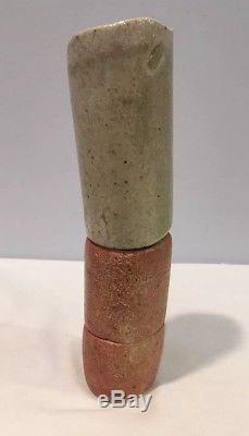 Vintage Mikhail Zakin Studio Pottery Salt Glazed Two Color 8 Tall Vessel MINT
