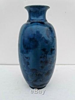 Vintage Modern 9 Signed Stamped Leach Blue Crystalline Studio Art Pottery Vase