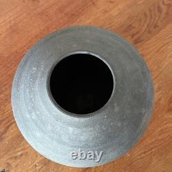 Vintage Modern Raku Art Studio Pottery Boyd 1998 Iridescent Black Vase 7 Tall