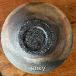 Vintage Modern Raku Art Studio Pottery Boyd 1998 Iridescent Black Vase 7 Tall