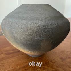 Vintage Modern Raku Art Studio Pottery Boyd 1998 Iridescent Black Vase 7 Tall